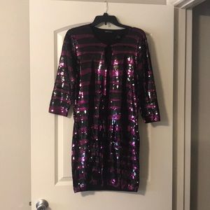 Purple and Black full sequined bodycon Dress
